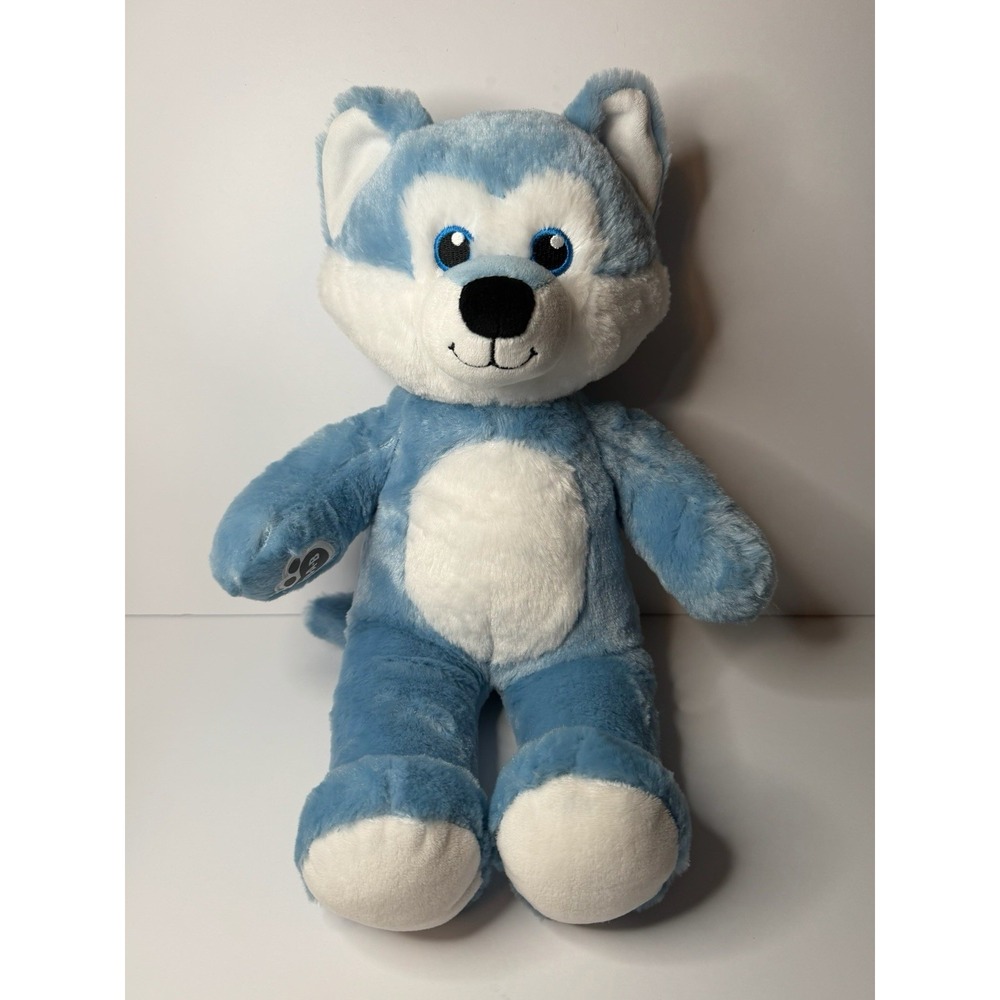 Build A Bear BAB 16" Blue & White Wolf Husky Stuffed Animal Plush Toy
